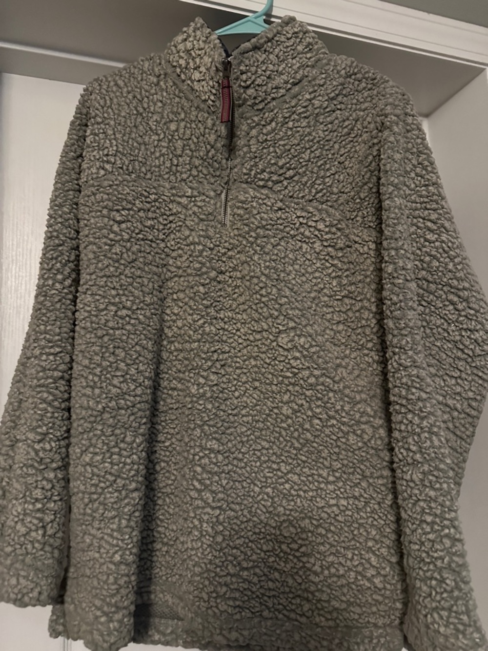 Women's Half-Zip Sherpa Pullover Jacket in Light Gray